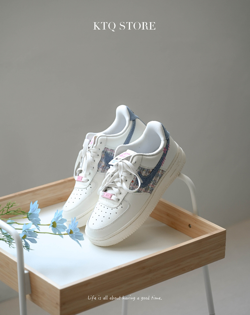 KTQ STORE ‧ Nike Αir Force 1 "Just Do It" 小香風 牛仔藍 編織 白藍 FJ7740-141