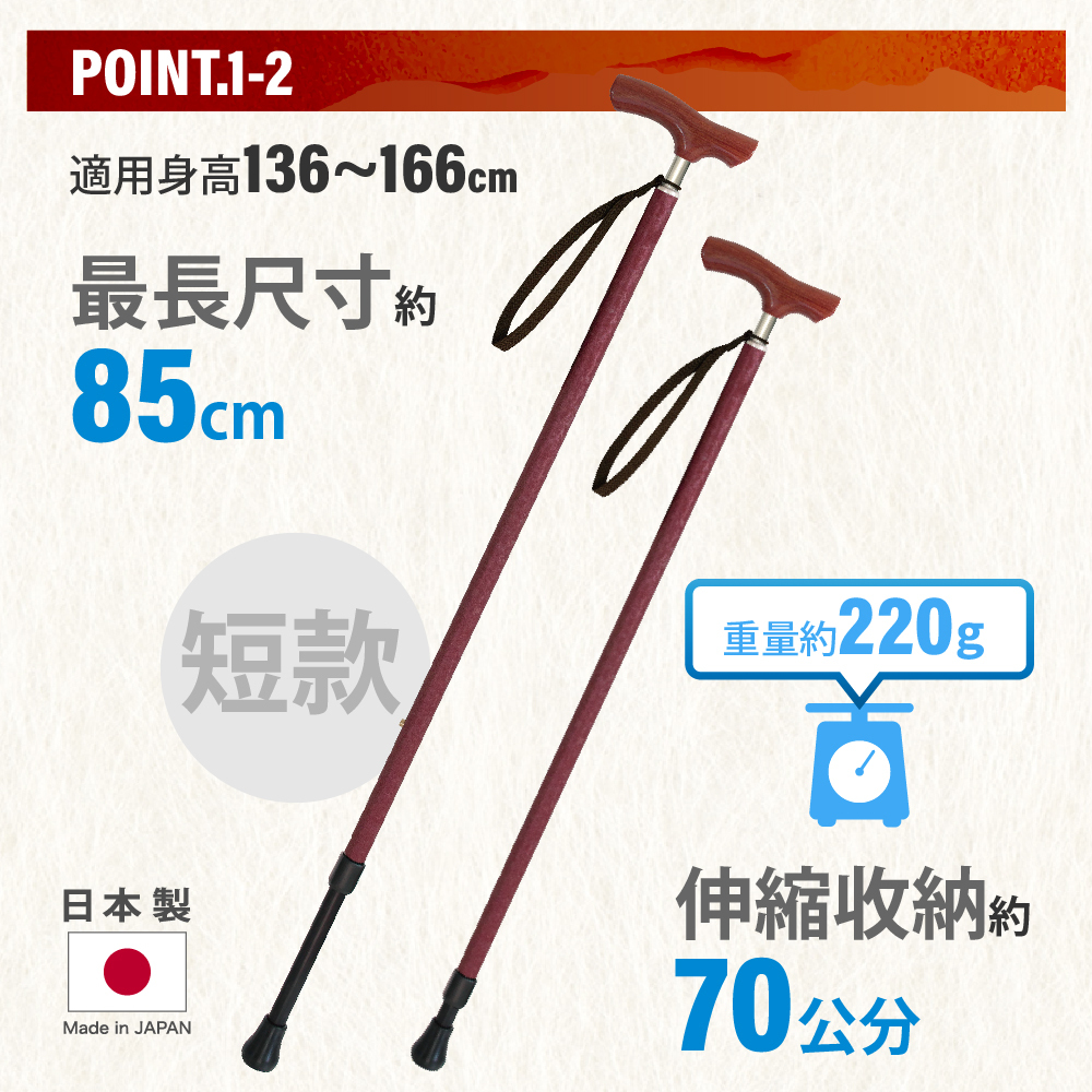 【耆妙屋】SINANO和紙伸縮手杖-日本製拐杖/伸縮手杖/老人拐杖/戶外旅遊杖