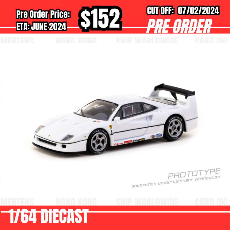 PO-$152 * Tarmac * 1:64 Ferrari F40 Lightweight White [OD24/01]