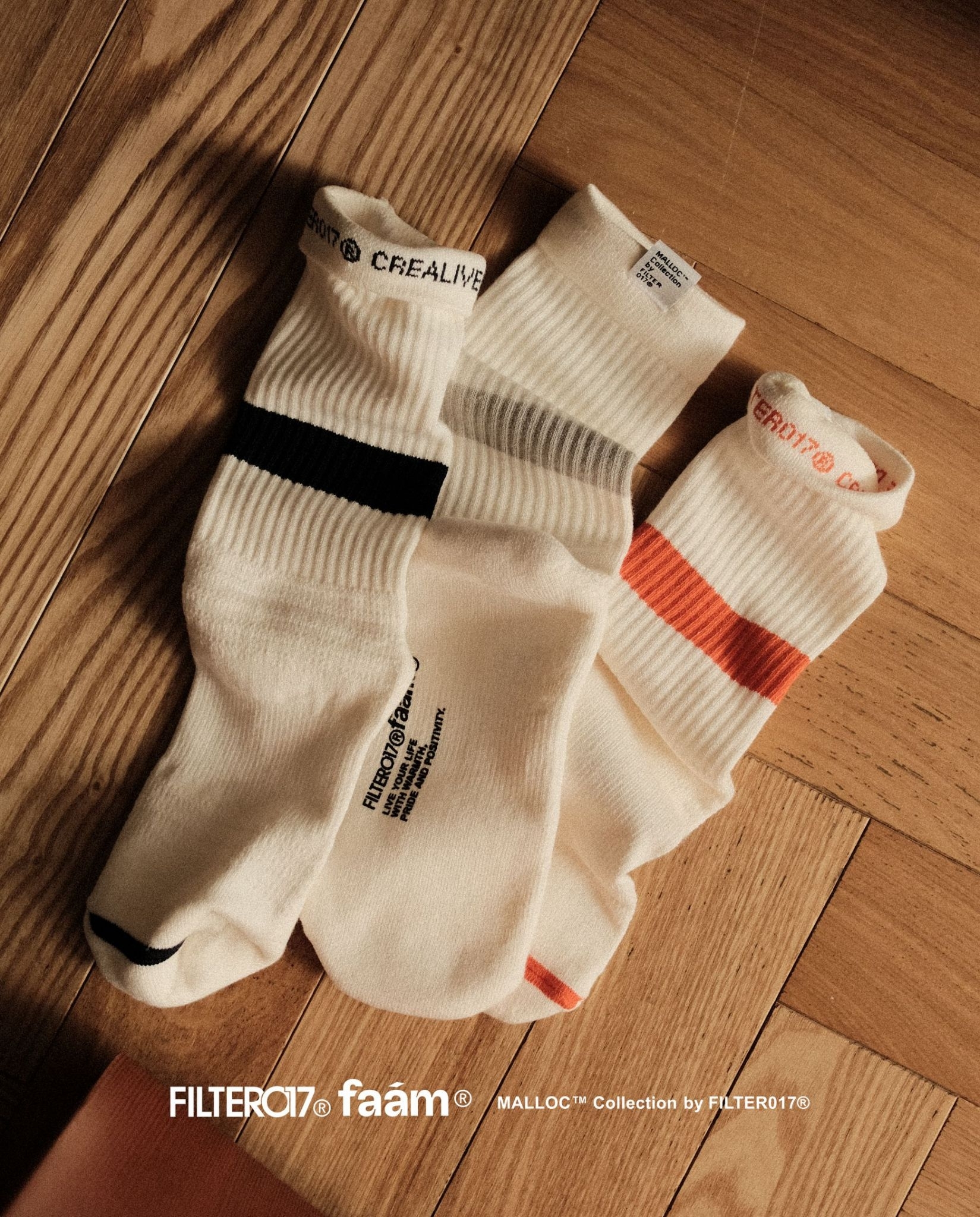 faam® x FILTER017® MALLOC™ Striped Crew Socks Set 條紋針織運動襪(三入組)