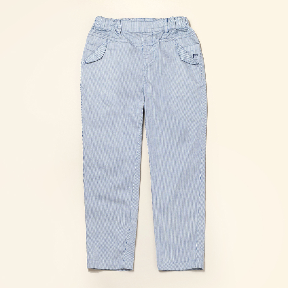 PIPPY休閒中性款直條彈性棉長褲  藍