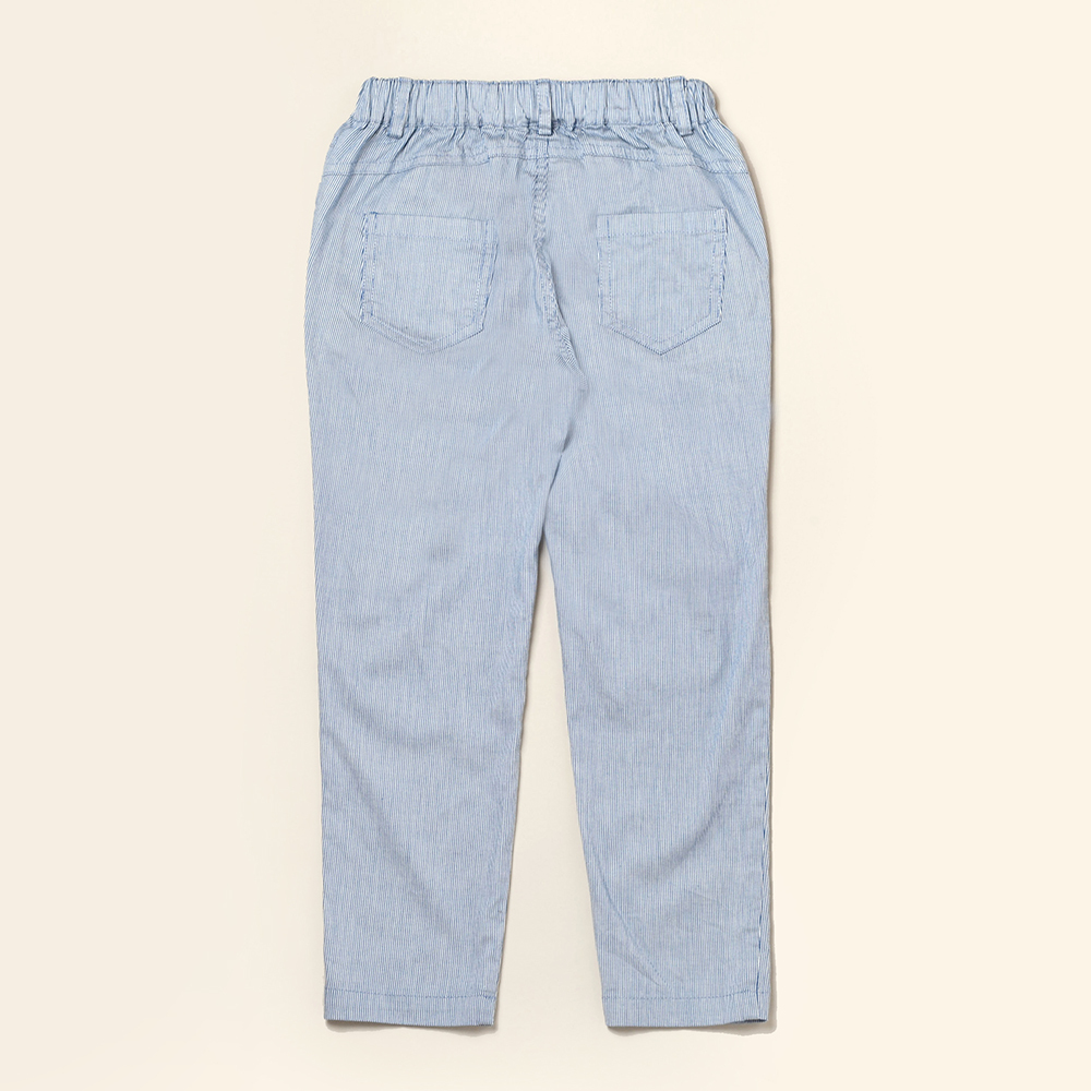 PIPPY休閒中性款直條彈性棉長褲  藍