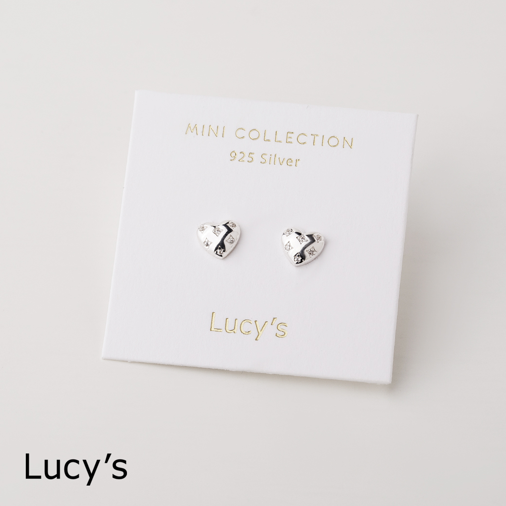 *925純銀〔輕銀系列〕點鑽愛心 耳環 (二色) (111706/112362)