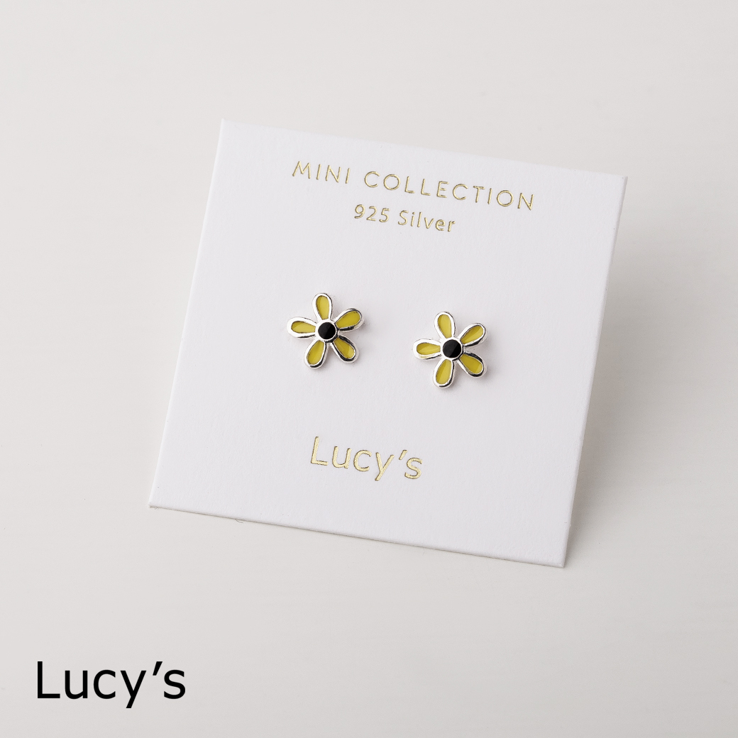 925純銀〔輕銀系列〕黃色小花 耳環 (111698)