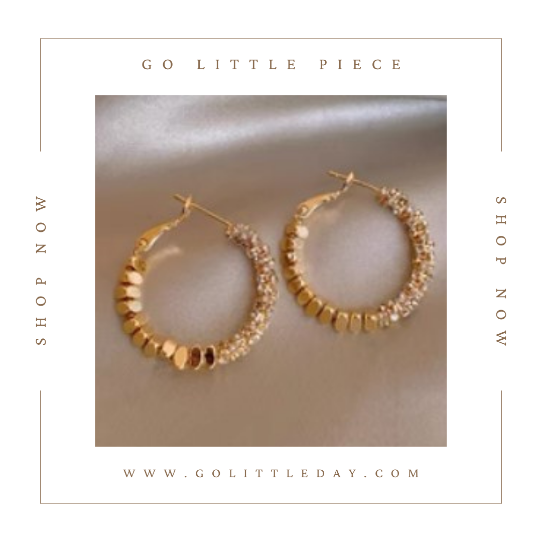 Go Little Piece  韓國 金色碎銀子獨特圈圈耳環 (逢星期日截單後14-21個工作天發貨) - 101