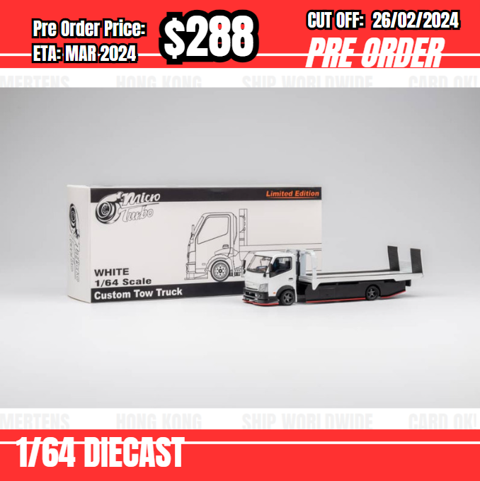 PO-$288 * Micro Turbo * 1:64 Custom Tow Truck White  [OD24/01]
