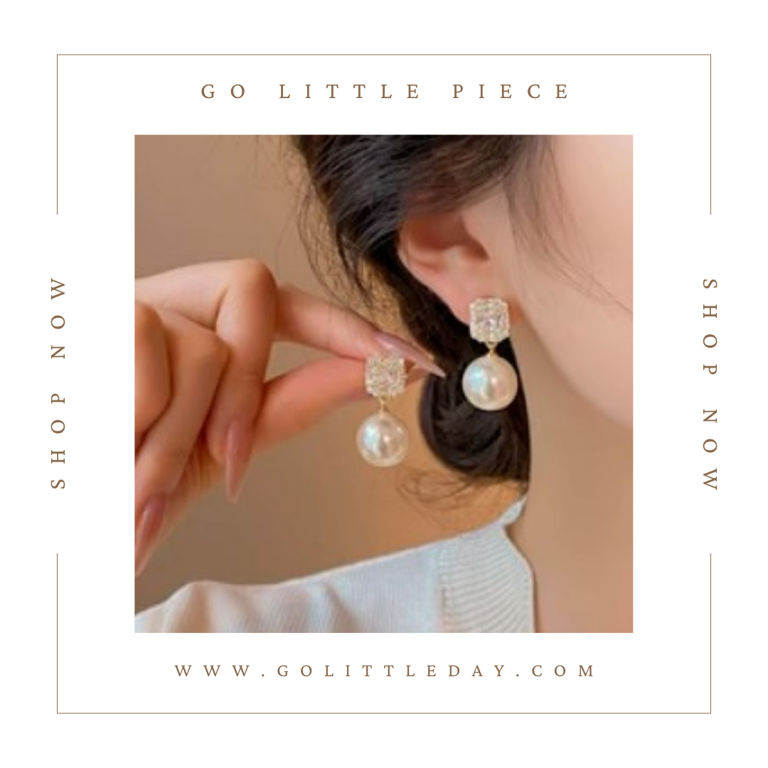 Go Little Piece 韓國 輕奢設計 鋯石珍珠耳環 (逢星期日截單後14-21個工作天發貨) -103