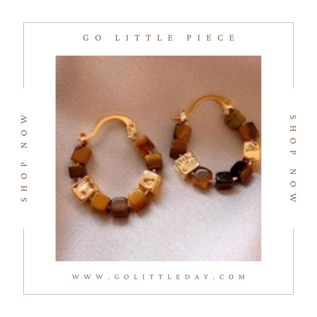 Go Little Piece 韓國 輕奢設計 方塊串珠美拉德耳環 (逢星期日截單後14-21個工作天發貨) - 104