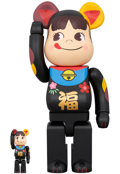 100%+400% BE@RBRICK 招き猫 ペコちゃん 福黒 Lucky cat Peko-chan Fuku black