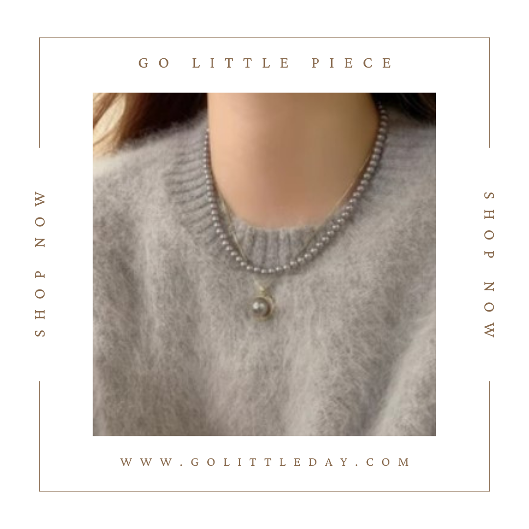 Go Little Piece 韓國 螺旋灰珍珠 項鍊 (逢星期日截單後14-21個工作天發貨) - 114