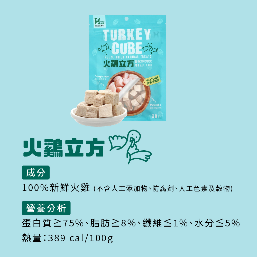 貓咪零食火雞立方凍乾零食營養成分表