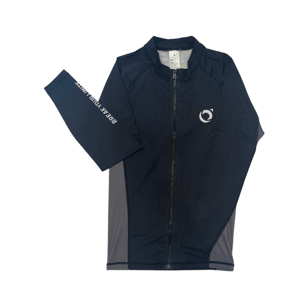 水呼吸Breathe 男款抗UV 拉鍊款 水母衣 黑亮灰