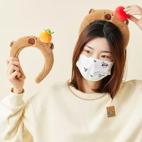 #現貨 卡皮巴拉 水豚君 毛絨絨髮飾 髮箍 髮夾