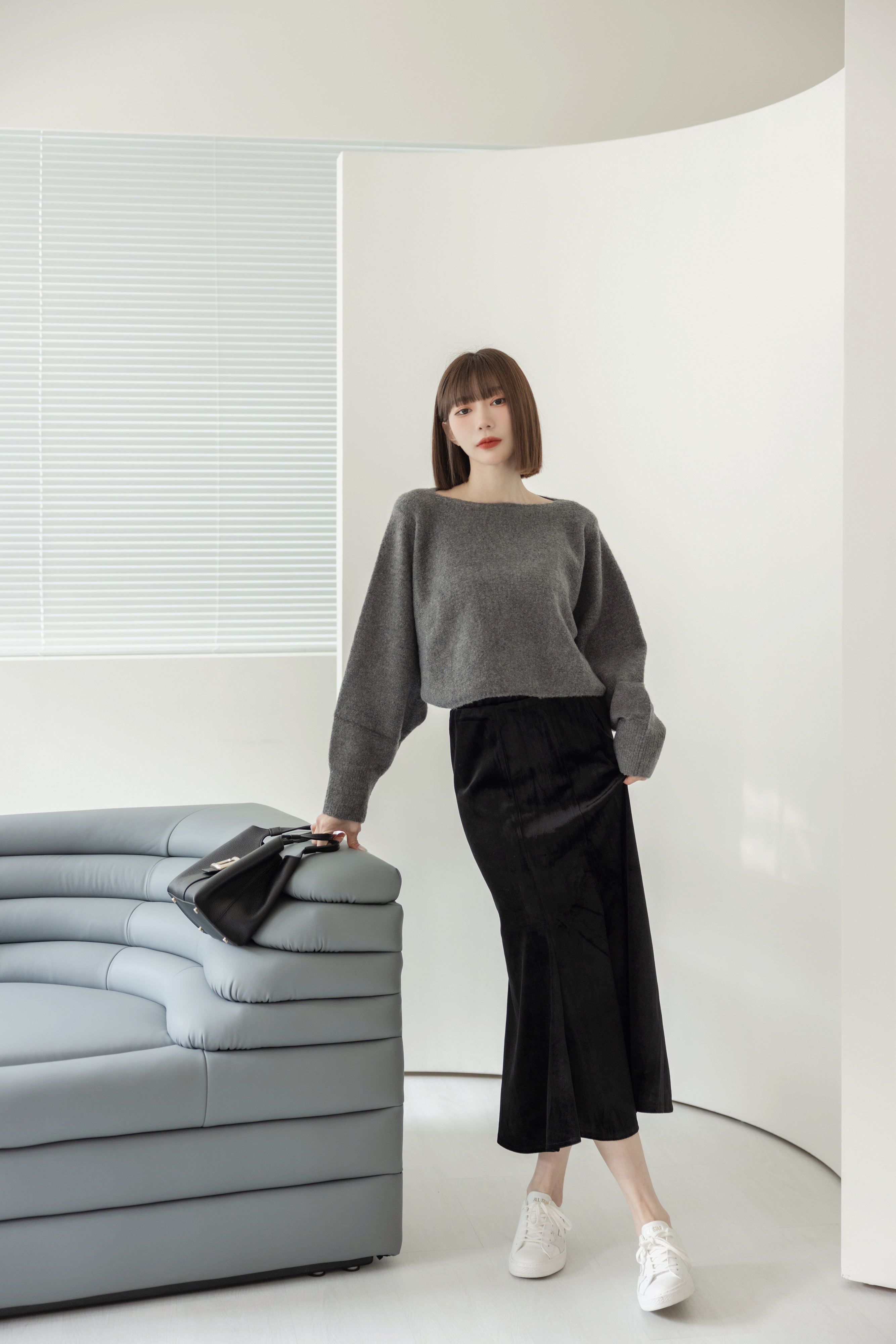 神版型飛鼠袖平口暖毛衣