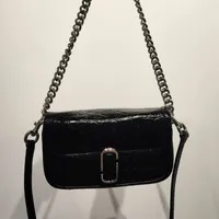 [S] MARC JACOBS H907L01RE22 CROC EMBOSSED MINI SHOULDER BAG,BLACK, 196611021227 (SMJ254)
