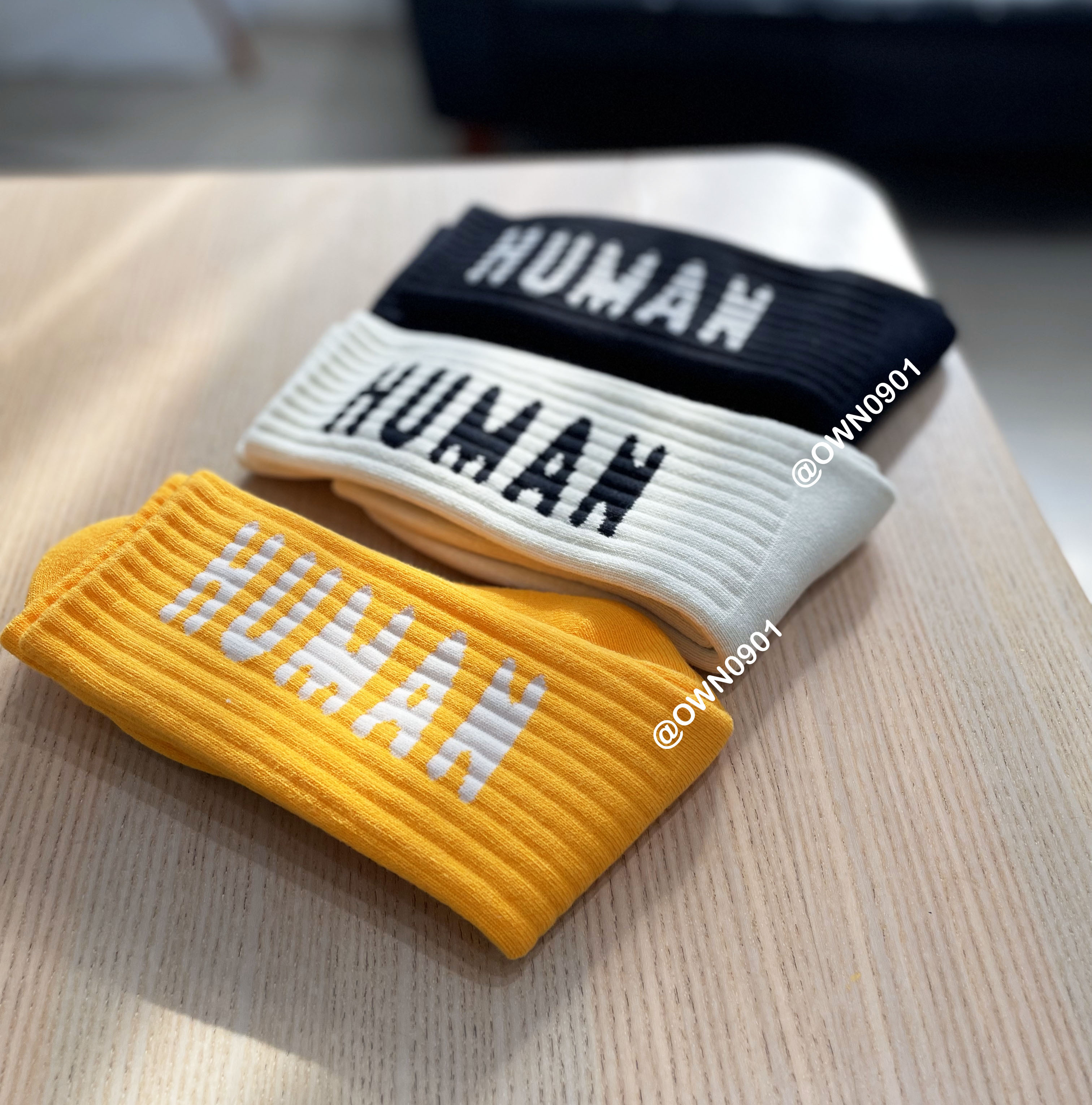 【OWN】HUMAN MADE 經典 造型 厚款 厚磅 中統 中高統 長襪 中長襪 男女同款 米白 黑色 芥末黃