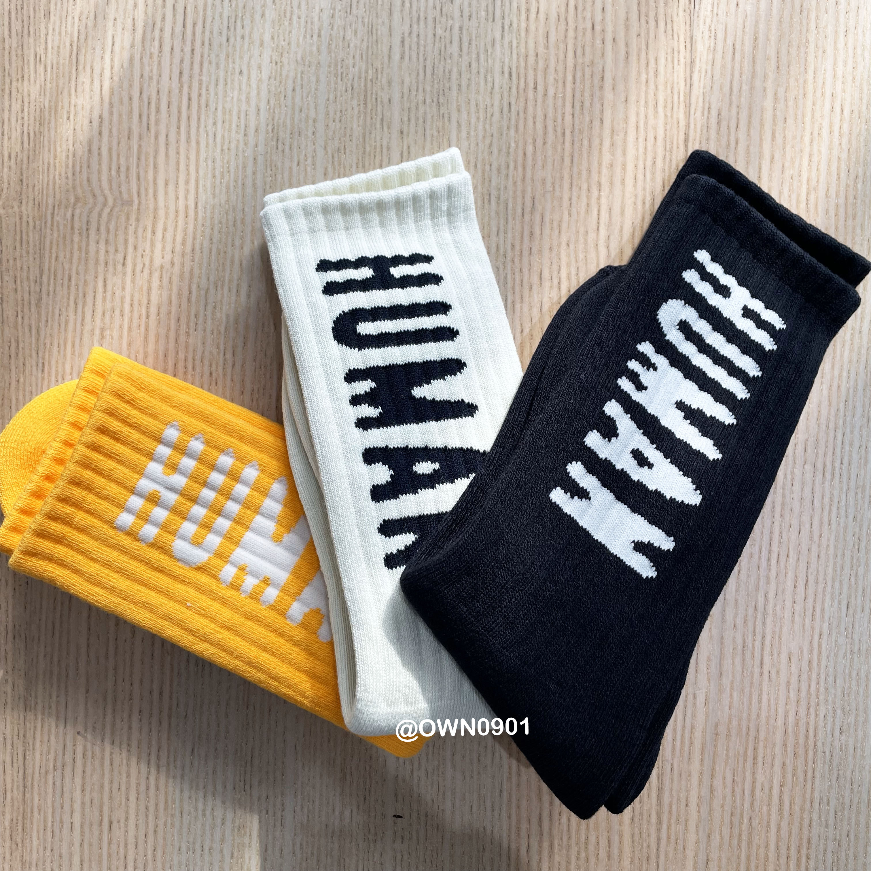 【OWN】HUMAN MADE 經典 造型 厚款 厚磅 中統 中高統 長襪 中長襪 男女同款 米白 黑色 芥末黃