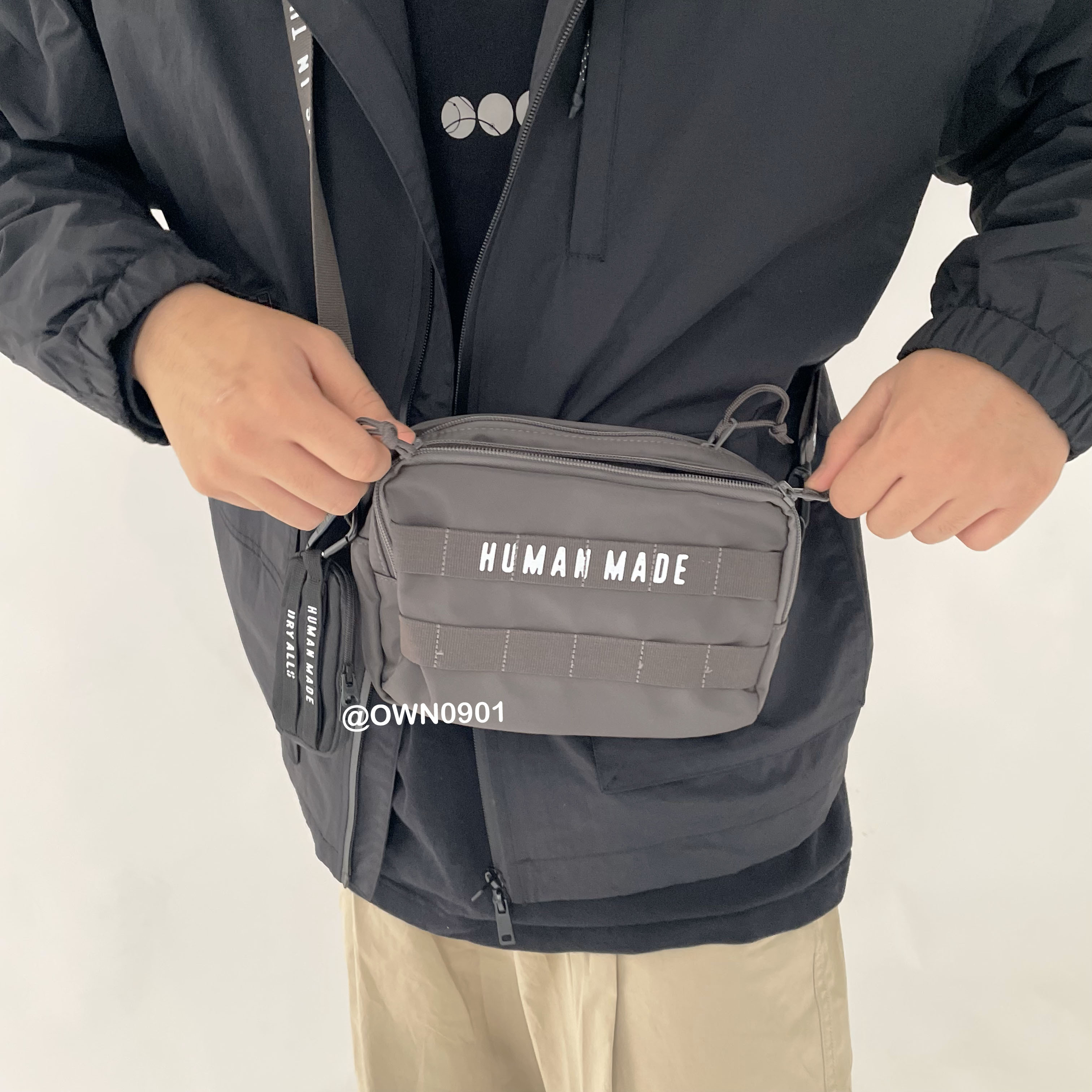 現貨】HUMAN MADE 經典造型日系軍工工裝造型腰包小包側背包灰色黑色軍綠