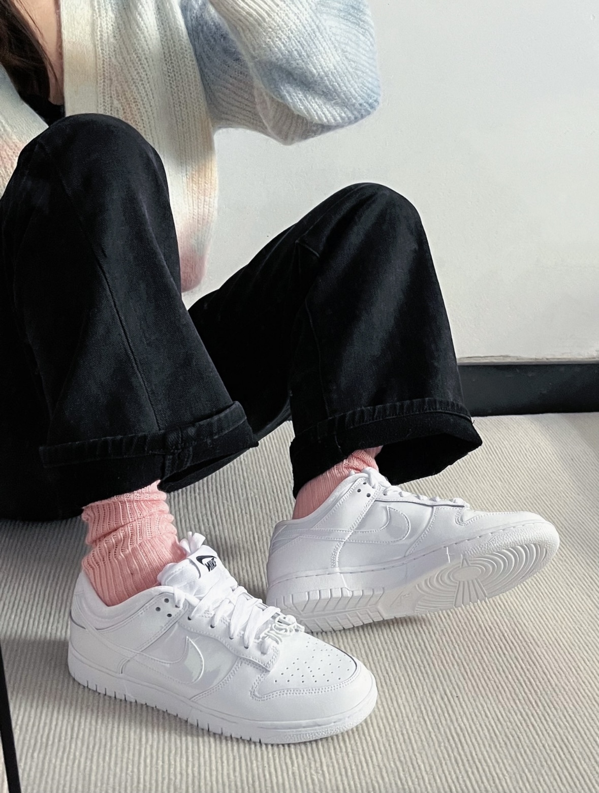 Nike Dunk Low 珠光白 全白 鞋扣 皮革 女款 FD8683-100/預購