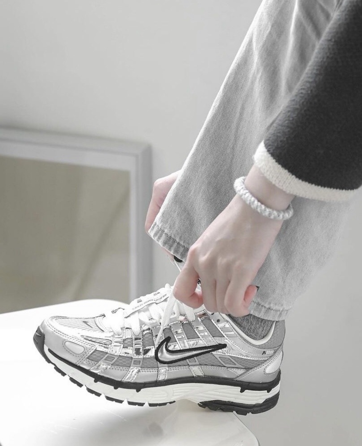 Nike P-6000 液態銀 金屬銀 灰 復古 慢跑鞋 拼接 老爹鞋 厚底 Y2K CN0149-001/預購