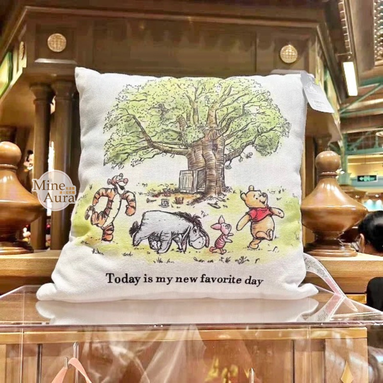 (限時特價) 小熊維尼 Winnie the Pooh 與好友 手繪風圖案 抱枕 靠墊 -上海迪士尼樂園