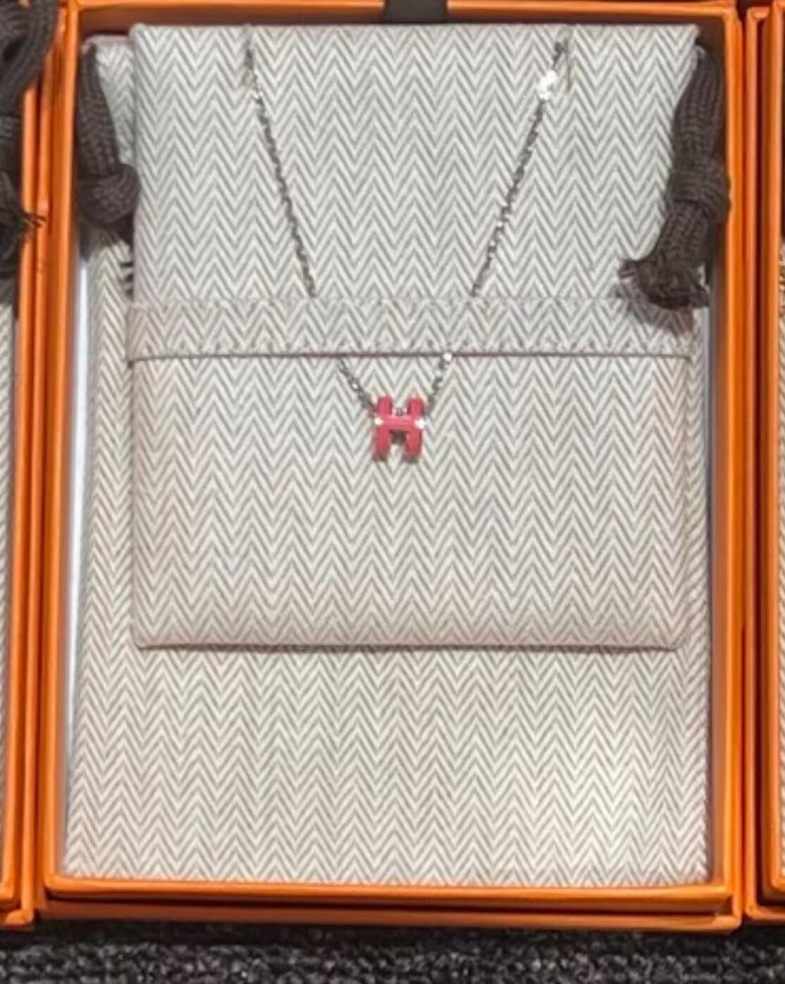 Hermes 紅粉色H 頸鏈 -M