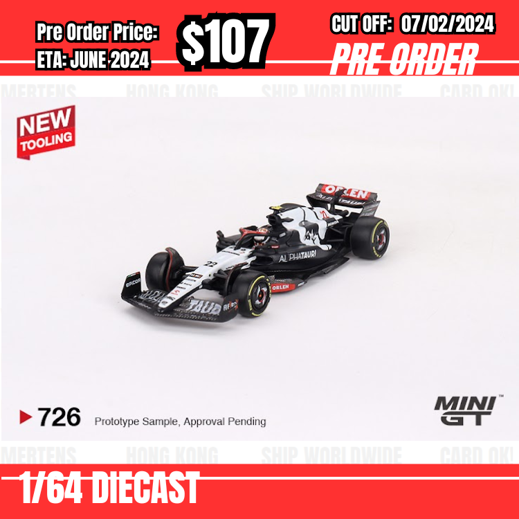 PO-$107 * Mini GT * 1:64 #726 AlphaTauri AT04 #22 Yuki Tsunoda  2023 F1   2023 Australian GP [OD26/01]