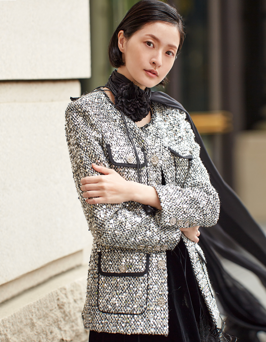 BC15113D1小香銀色細閃外套