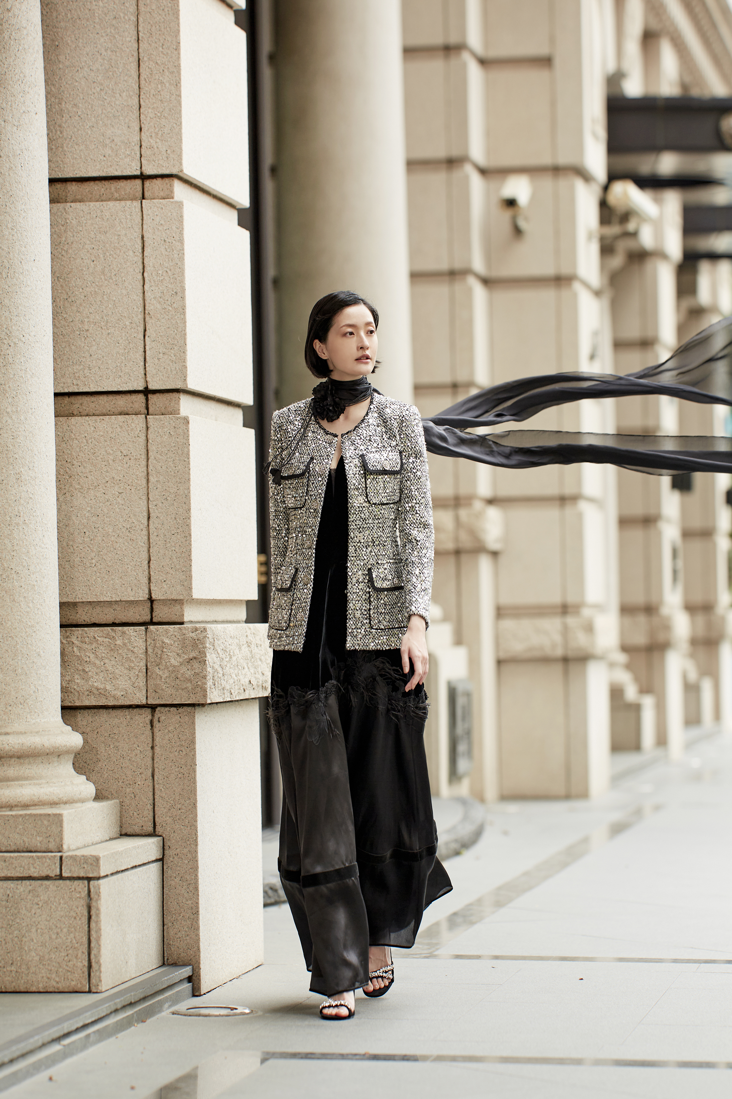 BC15018E1古埃及藝術家無袖蕾絲洋裝