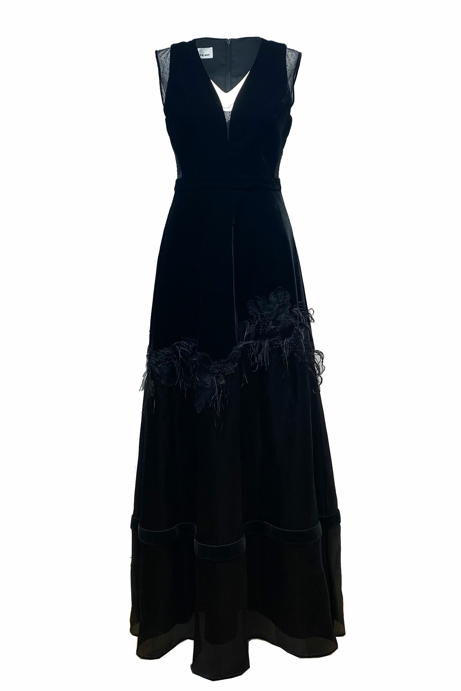 BC15018E1古埃及藝術家無袖蕾絲洋裝