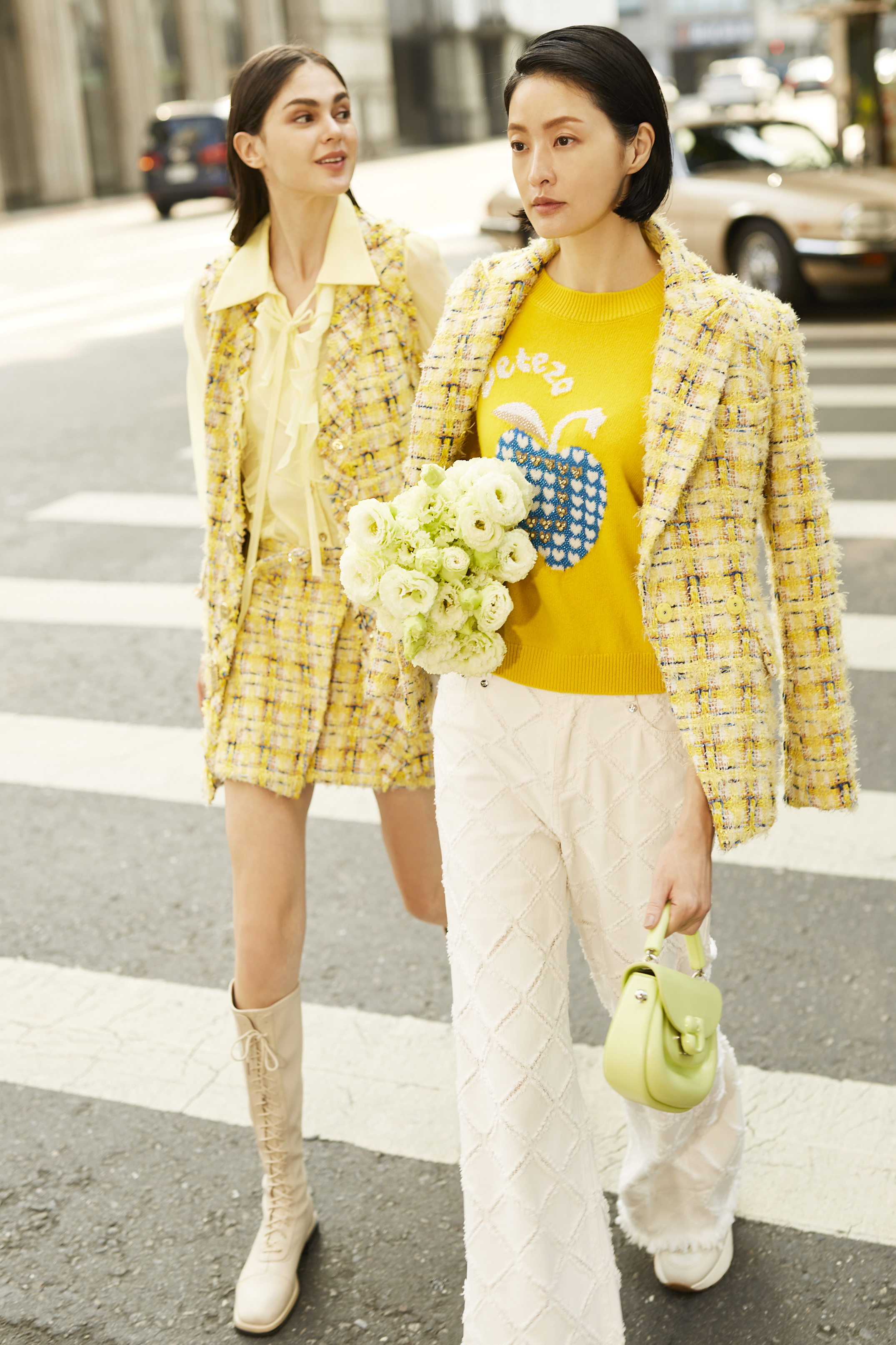 BC15036D1黃色小香花呢外套