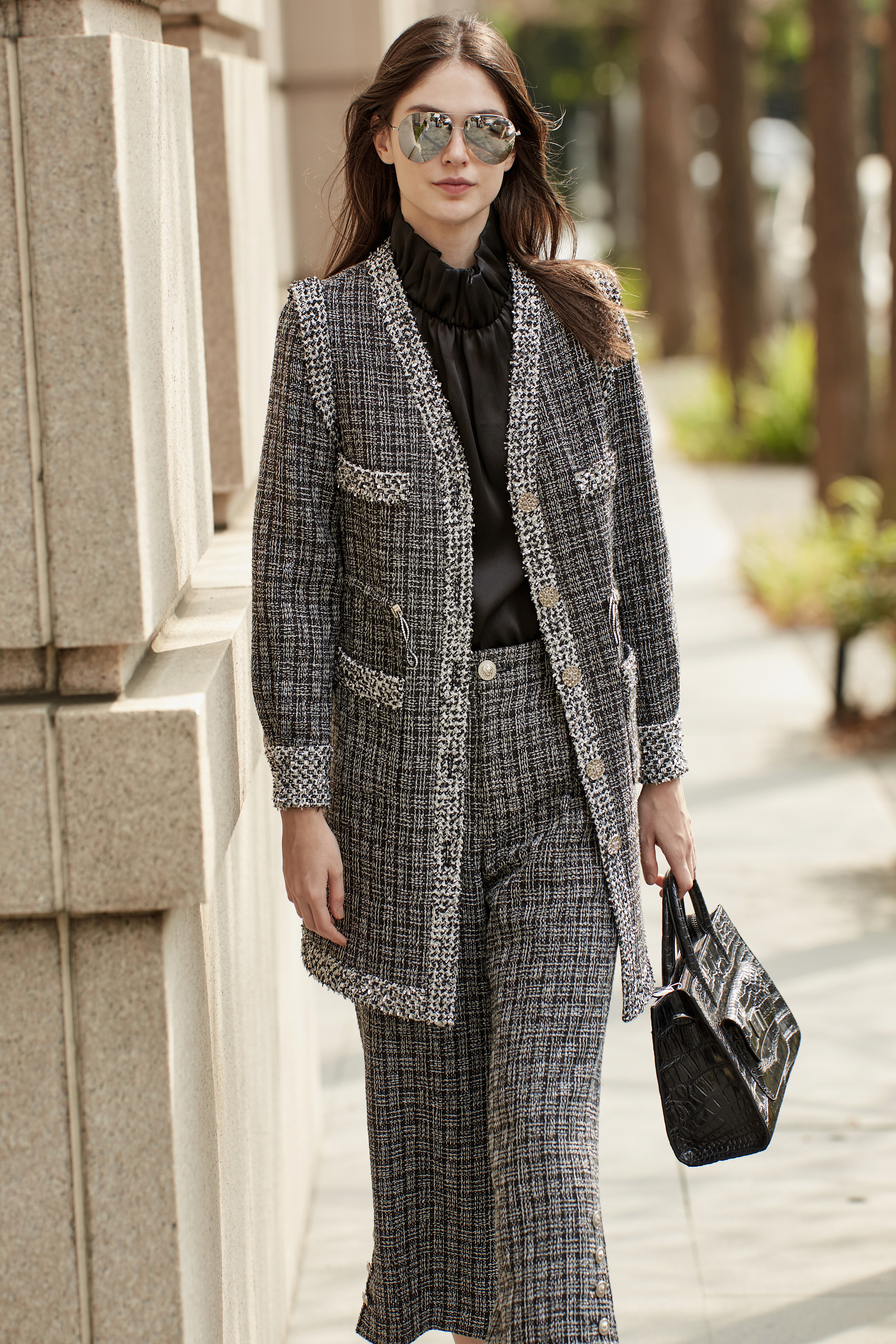 BC15107D1 沙漠星空小香粗毛呢長版外套