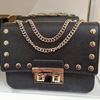 [S] FURLA BQJ3LND-BX1161 BELLA STUDDED CHAIN SHOULDER BAG,NERO, 8050597165875 (SF242)