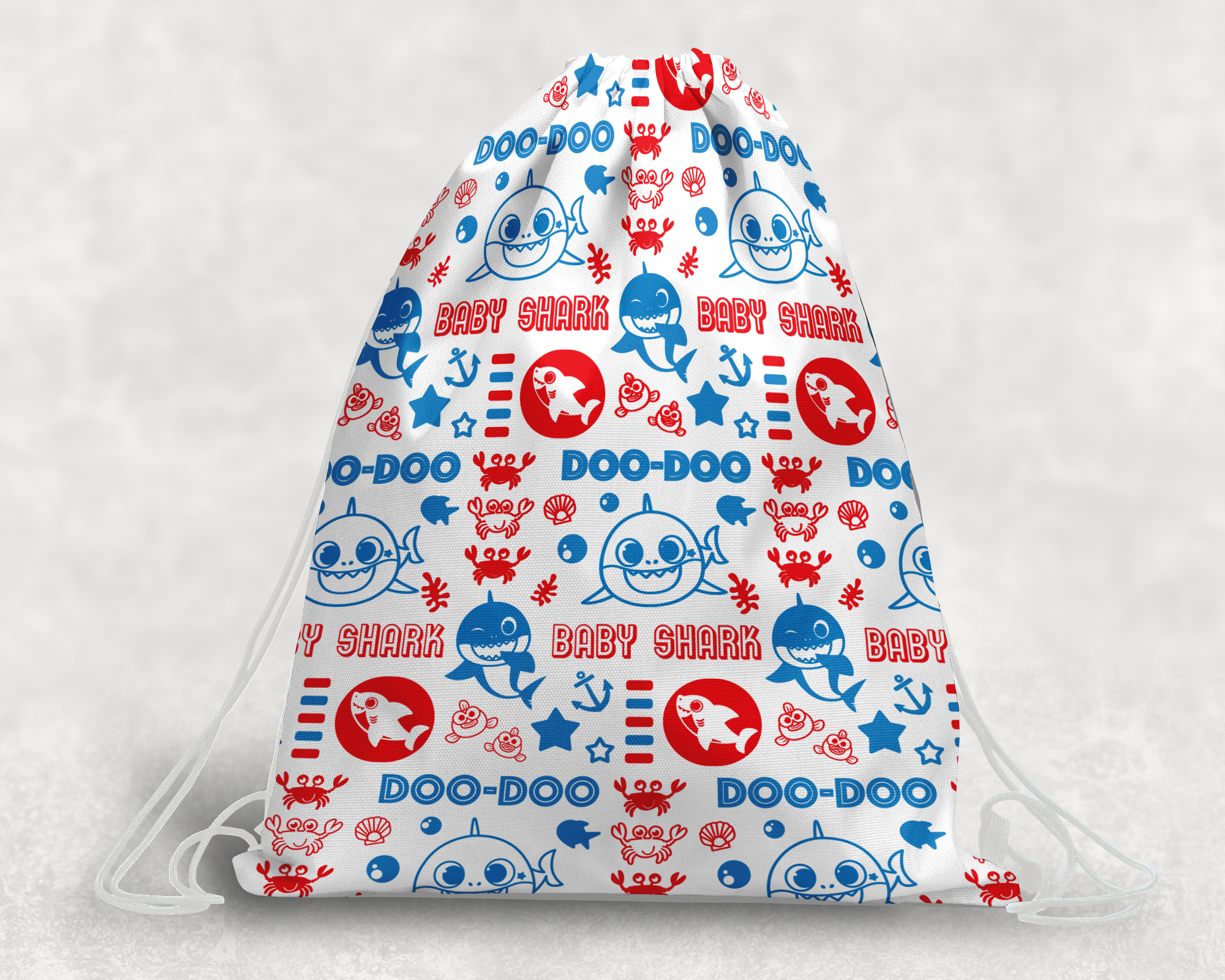 Baby Shark - 鯊魚寶寶 - 束口包- 白色