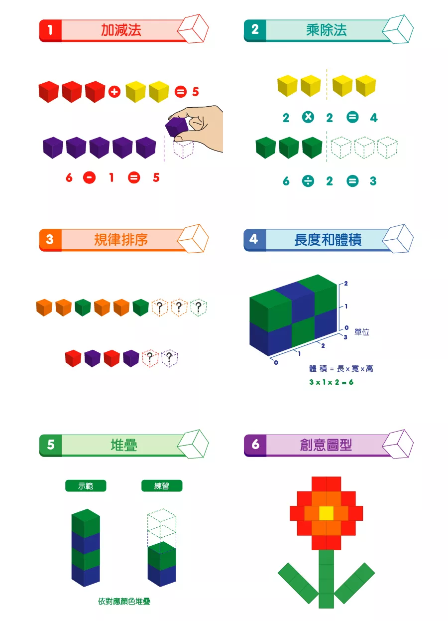 《 USL遊思樂教具 》 1英吋中空方塊(6色,102PCS)  【堆疊和數數】
