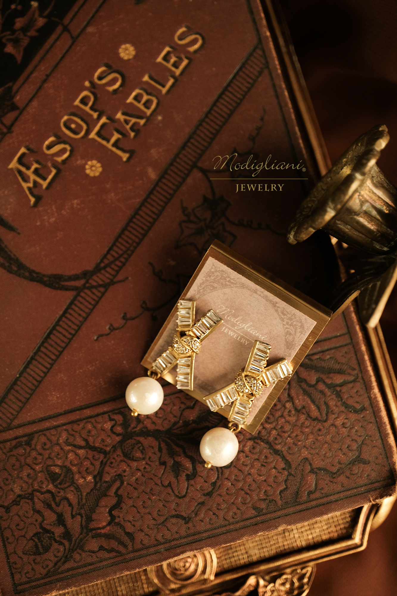 黃銅飾品,黃銅,優雅,天然珍珠,珍珠,耳環,蝴蝶結,鋯石,氣質