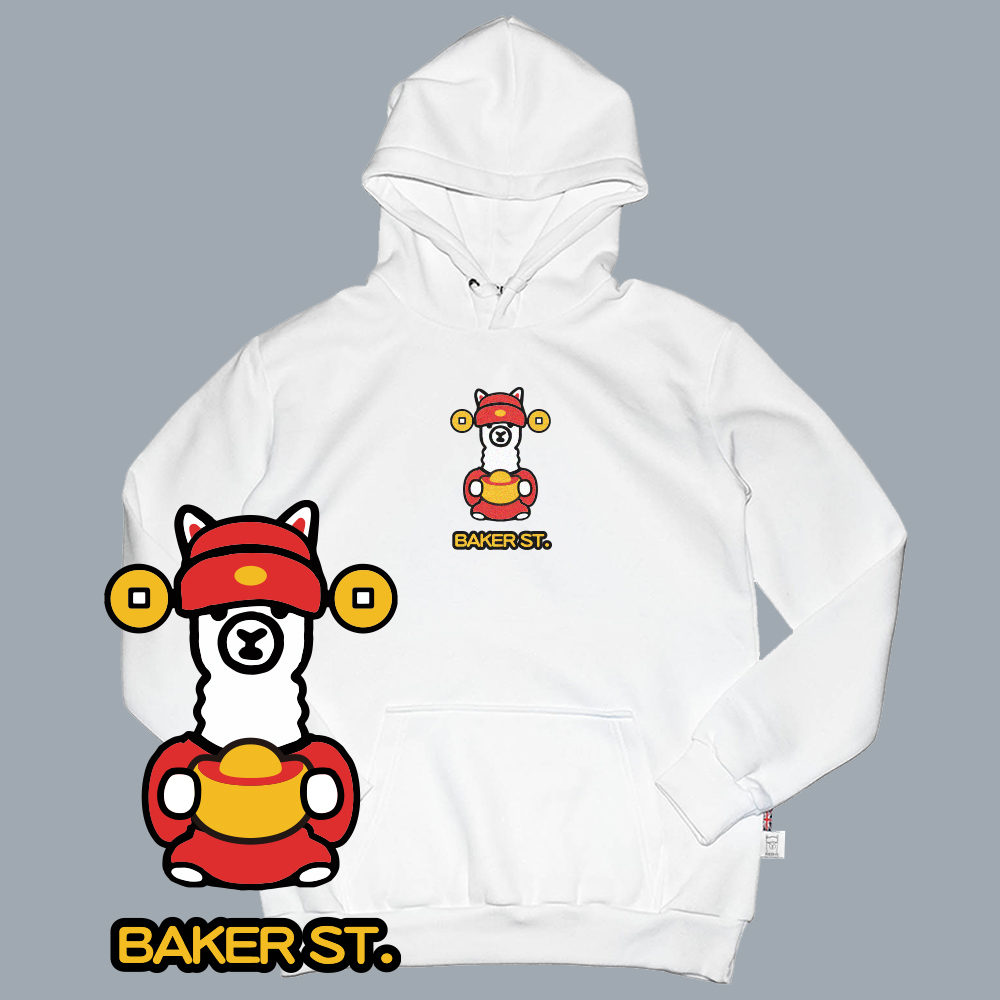 God of Wealth Alpaca 財神駝 高磅數長袖帽T