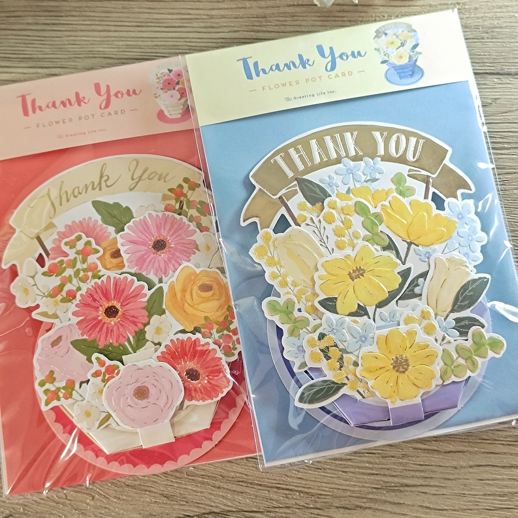 日本Greeting Life．立體花束感謝卡 紅色/藍色
