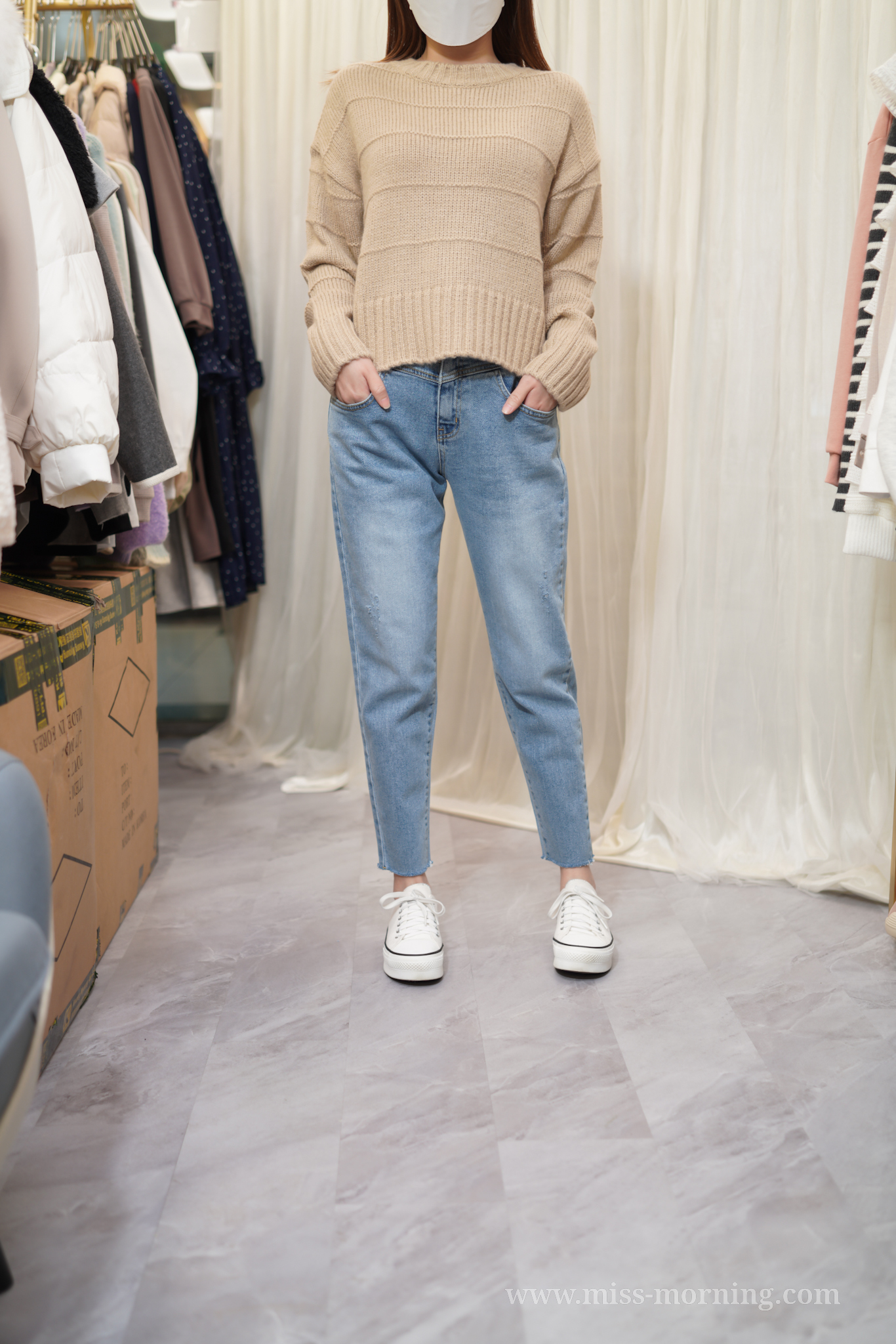 日系靚色針織Top(13695)&靚腰設計4季料Boy牛(33688)