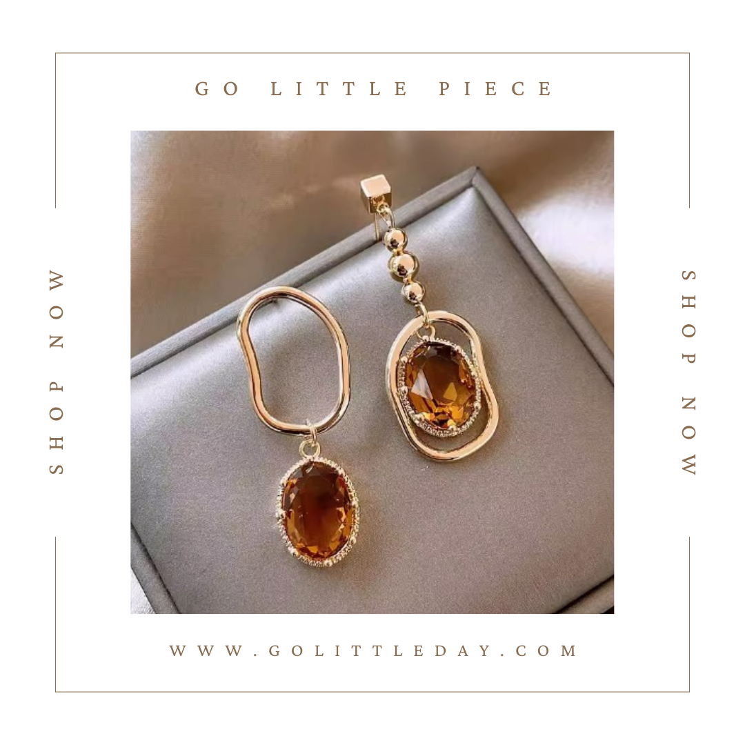 Go Little Piece 韓國  Vintage 水晶 不對稱 耳環 (逢星期日截單後14-21個工作天發貨) - 121