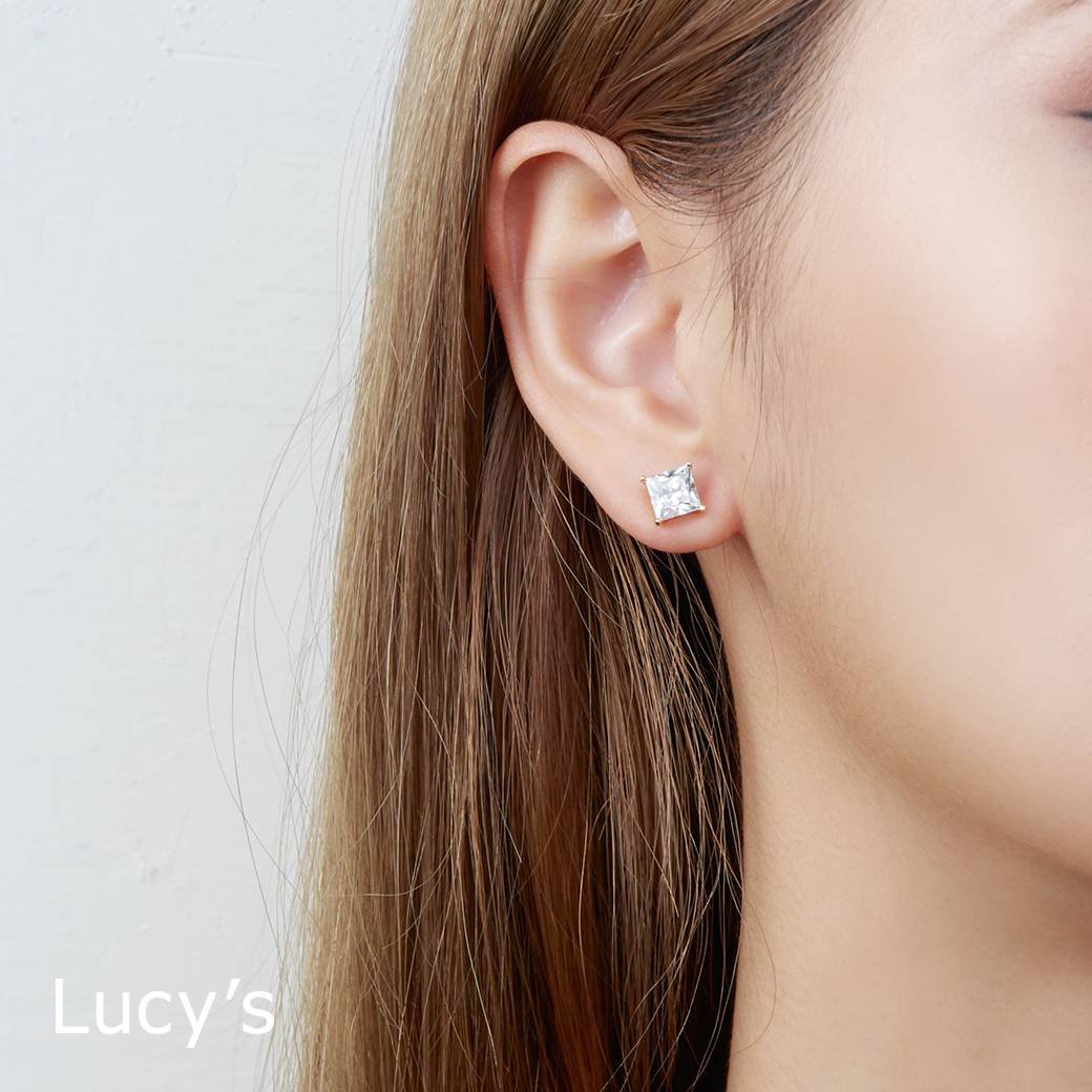 晶緻方鑽 耳環 (二色) (110212/110213)