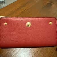 [S] BURBERRY LEATHER FOLDING LONG WALLET,DARK CARMINE, 80463041 (SB96)