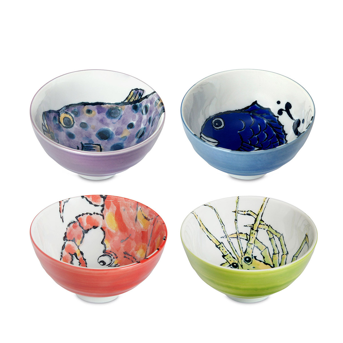 日本 美濃焼 4件式 D11.5cm瓷器碗套裝 -682782