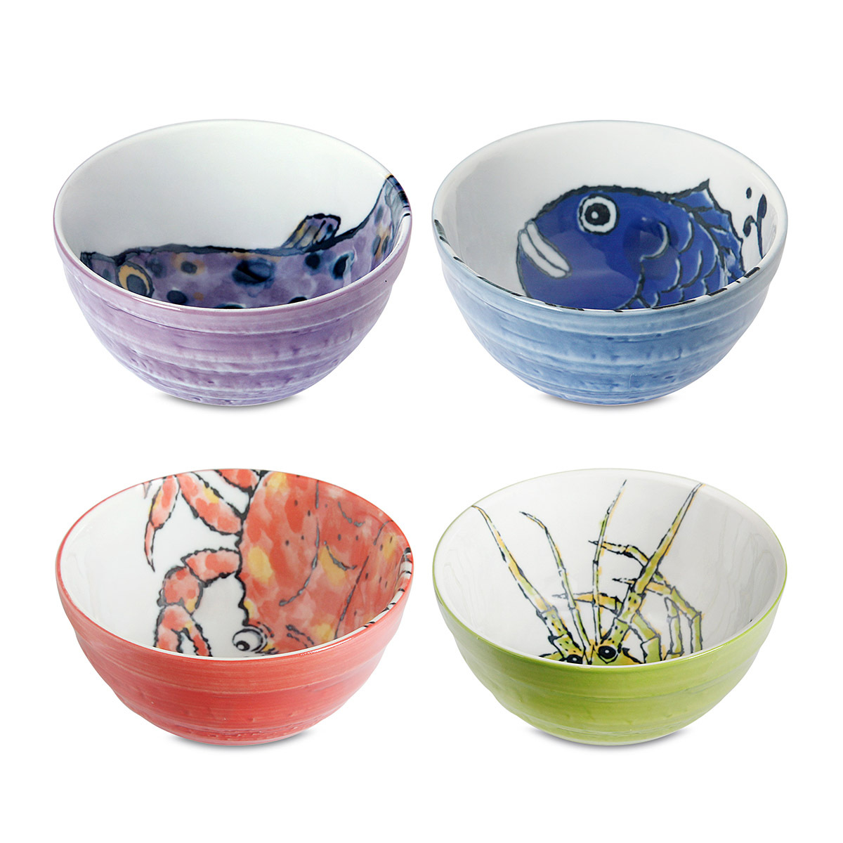 日本 美濃焼 4件式 D13.5cm瓷器碗套裝 -682775