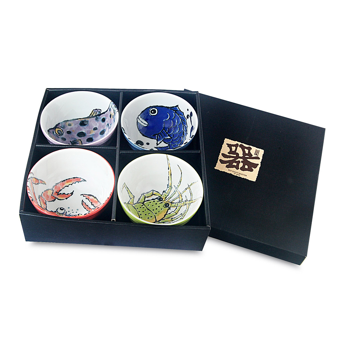 日本 美濃焼 4件式 D13.5cm瓷器碗套裝 -682775