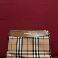 [S] BURBERRY PLAID PATTERNS CANVAS LEATHER,MALT BROWN, 80754391 (SB97)