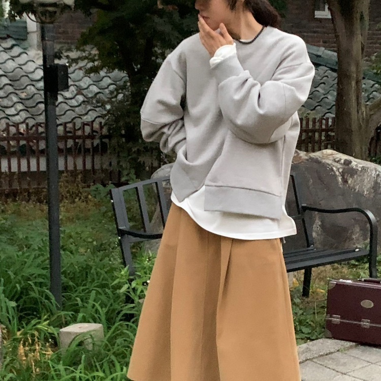 韓國 REVE 三面開岔落肩上衣 灰