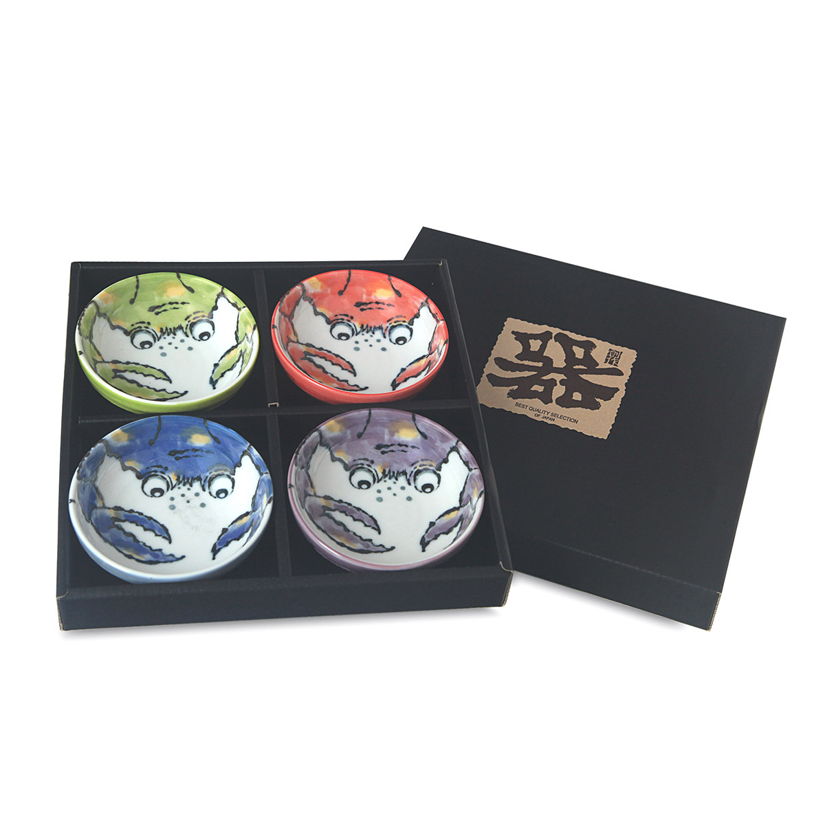 日本 美濃焼 螃蟹多色 4件 D9.5cm瓷器碟套裝 -682768