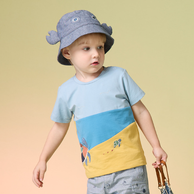 PIPPY悠閒海龜印花棉質圓領上衣 藍