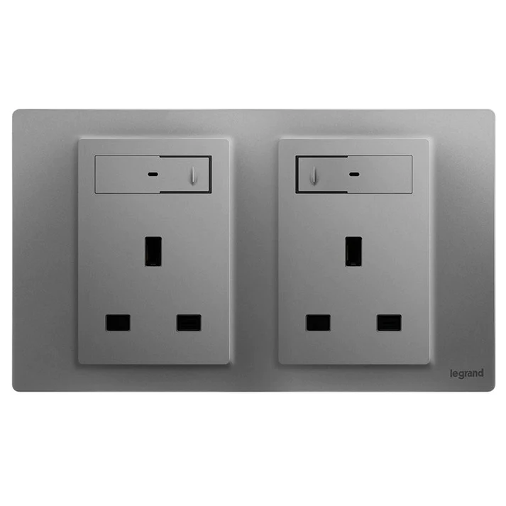 Legrand Mallia Senses with Netatmo 13A二位帶開關智能插座 (陶瓷白/深沙銀/子夜黑)